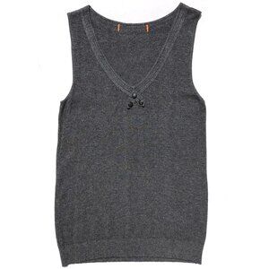 Sweater Tank Top Women XS S Charcoal Gray Knit Sleeveless V Neck Pullover Vest